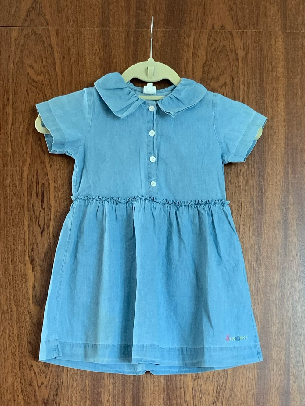 Bonton Light Blue Denim Button-Front Toddler Dress